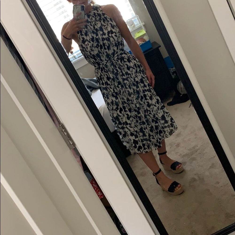 Navy blue and white dress